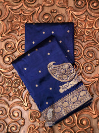Handwoven Royal Blue Pure Katan Silk Banarsi Saree