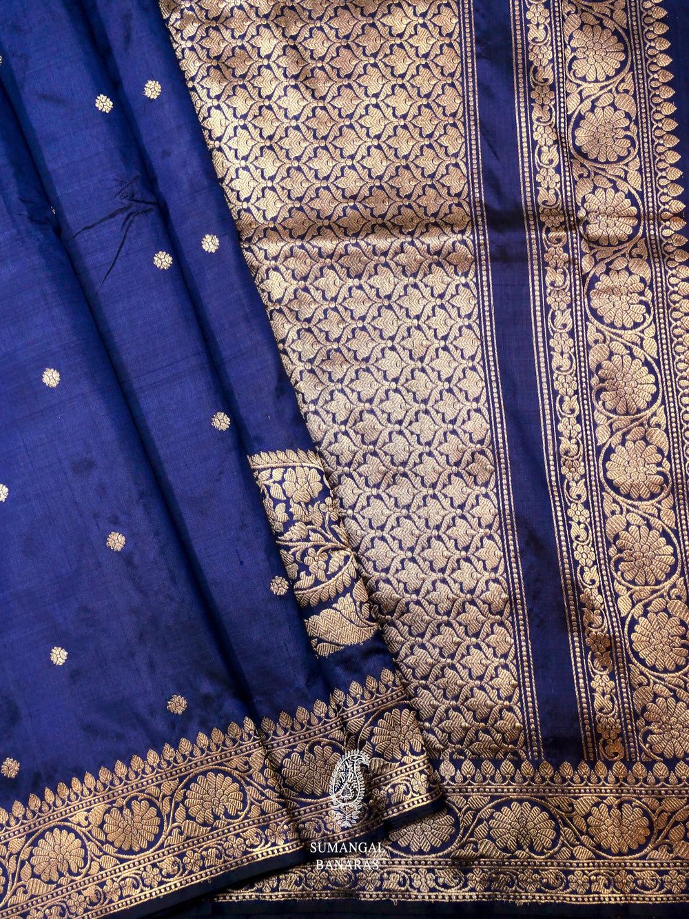 Handwoven Royal Blue Pure Katan Silk Banarsi Saree