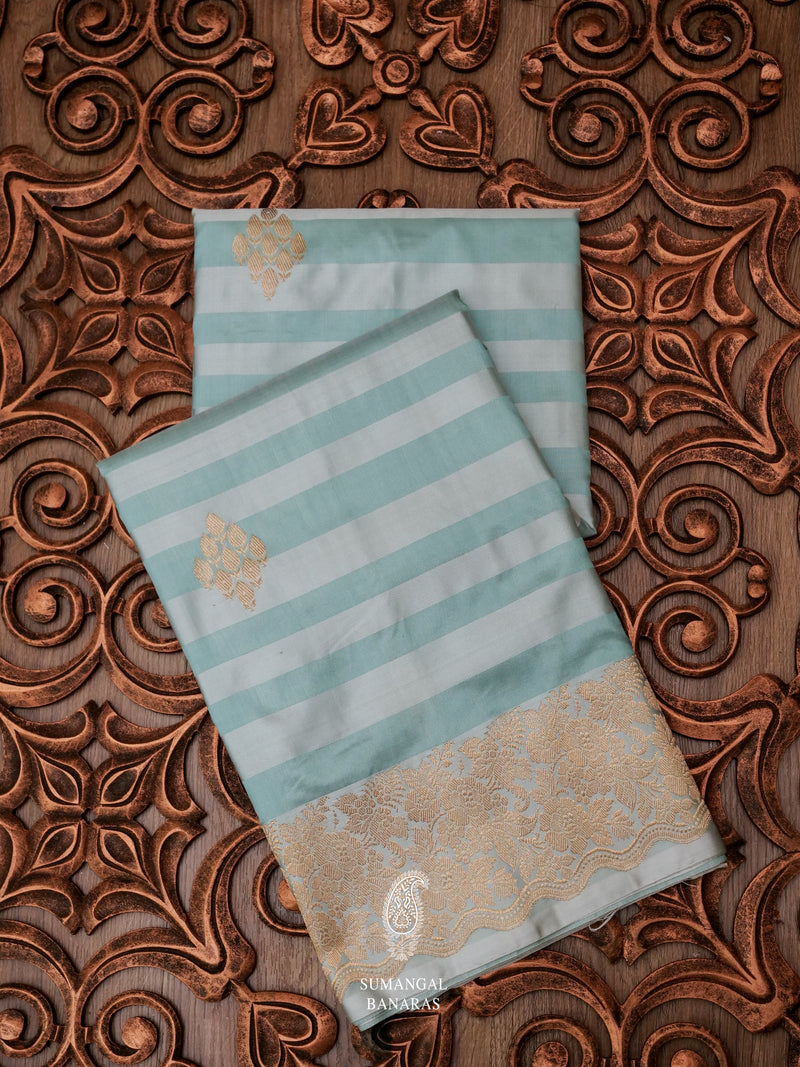 Handwoven Sky Blue Banarsi Katan Silk Saree