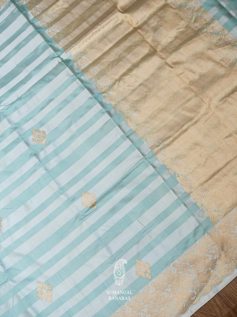Handwoven Sky Blue Banarsi Katan Silk Saree
