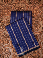 Handwoven Royal Blue Stripe Katan Silk Saree