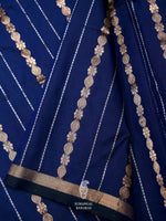 Handwoven Royal Blue Stripe Katan Silk Saree