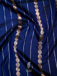 Handwoven Royal Blue Stripe Katan Silk Saree