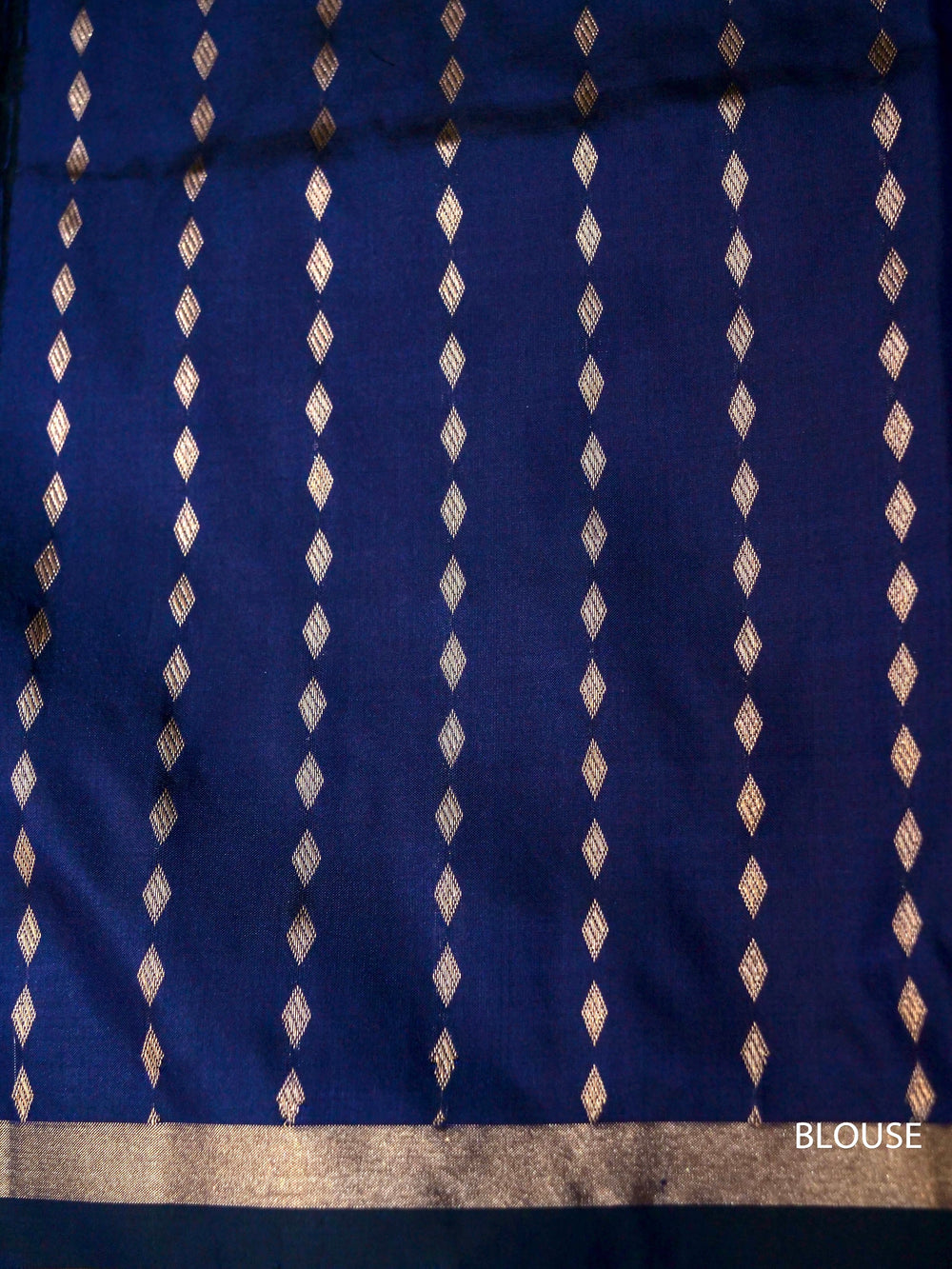 Handwoven Royal Blue Stripe Katan Silk Saree