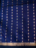 Handwoven Royal Blue Stripe Katan Silk Saree