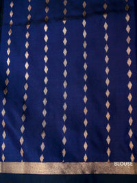 Handwoven Royal Blue Stripe Katan Silk Saree