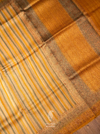 Handwoven Gold Stripe Tussar silk Saree
