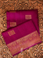 Handwoven Grape Wine Tussar silk Banarsi Saree