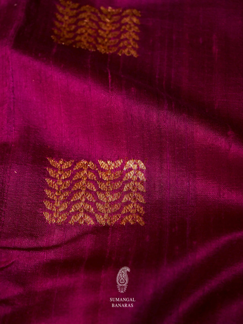 Handwoven Grape Wine Tussar silk Banarsi Saree