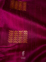 Handwoven Grape Wine Tussar silk Banarsi Saree
