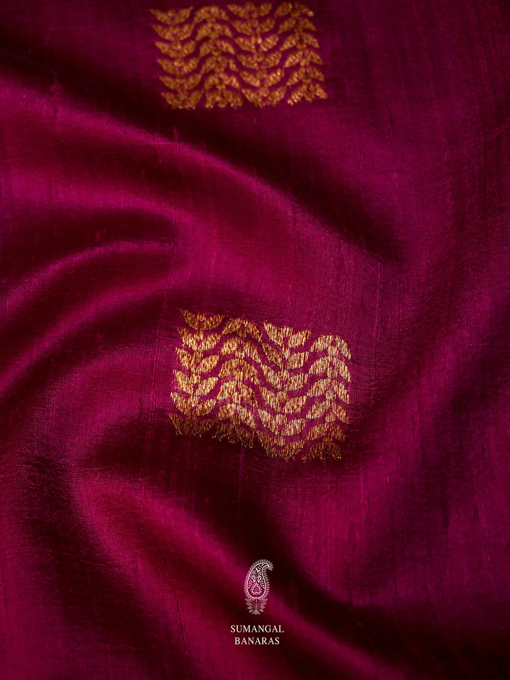 Handwoven Grape Wine Tussar silk Banarsi Saree