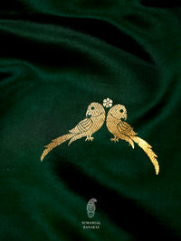 Handwoven Bottle Green Banarsi Katan Silk Saree