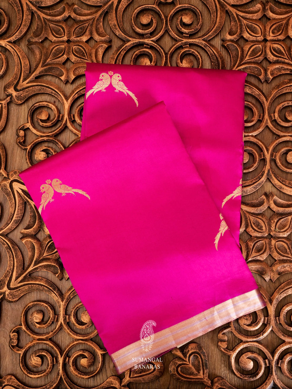 Handwoven Bright Pink Banarsi Katan Silk Saree