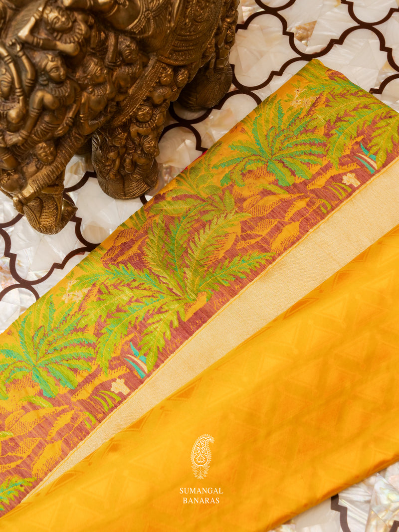 Handwoven Mango Yellow Katan Silk Saree