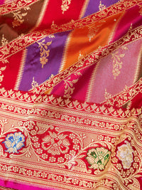 Handwoven Navratan Meenakari Katan Silk Saree