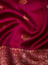 Handwoven Magenta Wine Tussar Silk Saree