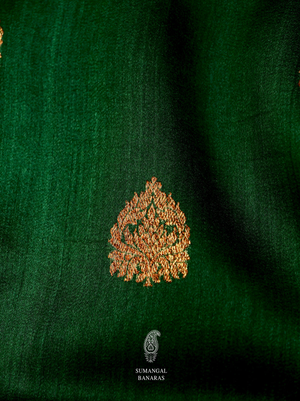 Handwoven Forest Green Banarsi Tussar Silk saree