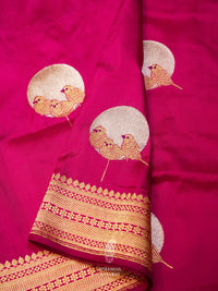 Handwoven Hot Pink Banarsi Katan Silk Saree