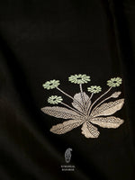 Handwoven Jet Black Banarsi Katan Woven Silk Saree