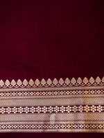 Handwoven Scarlet Wine Banarasi Katan Woven Silk Saree