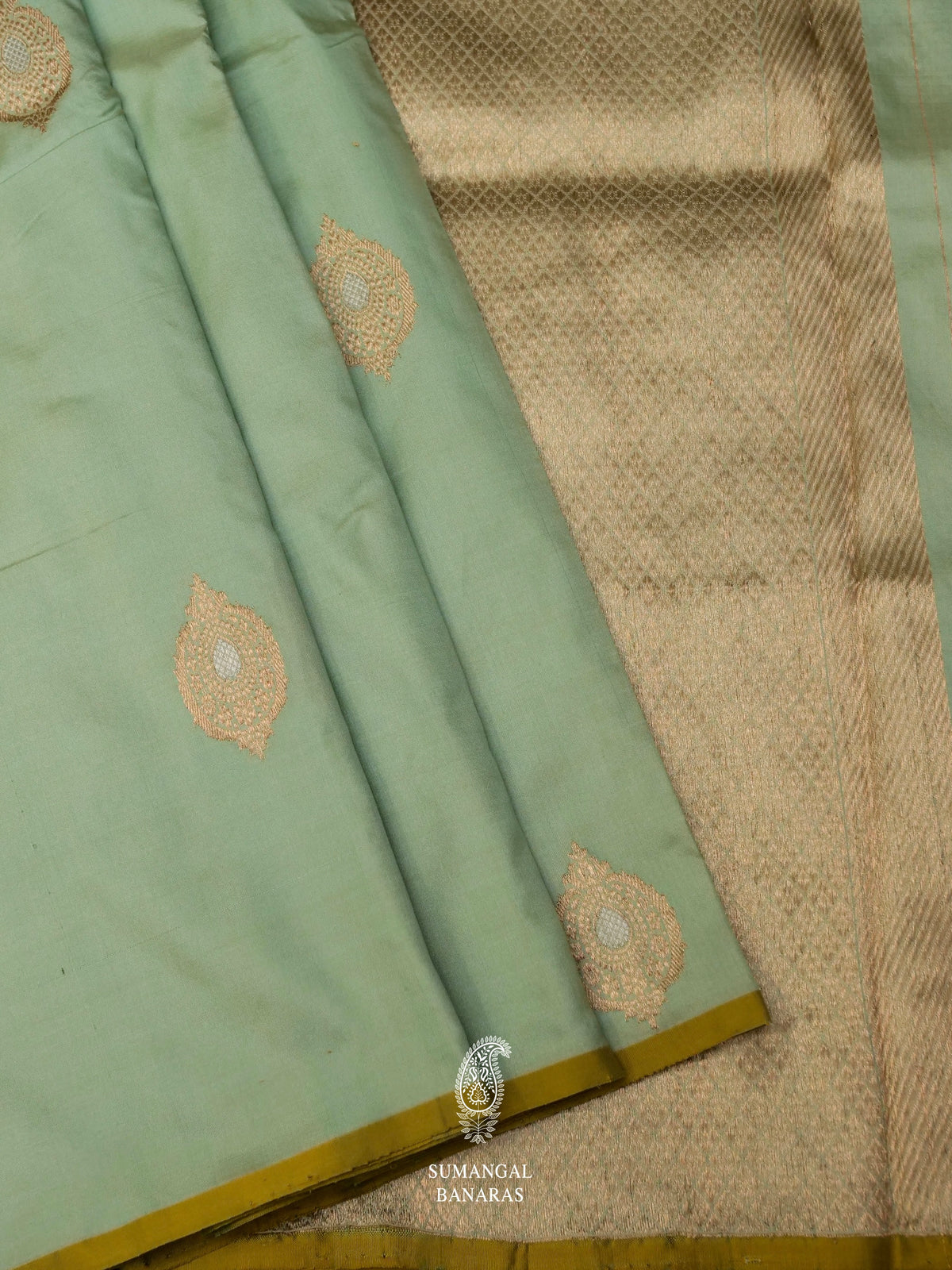 Handwoven Mint Green Katan Silk Saree