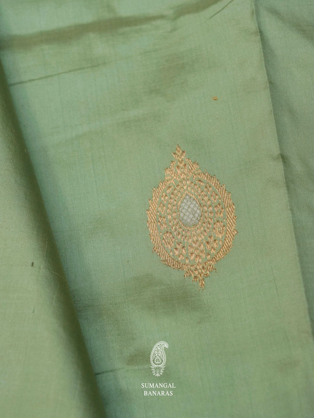 Handwoven Mint Green Katan Silk Saree