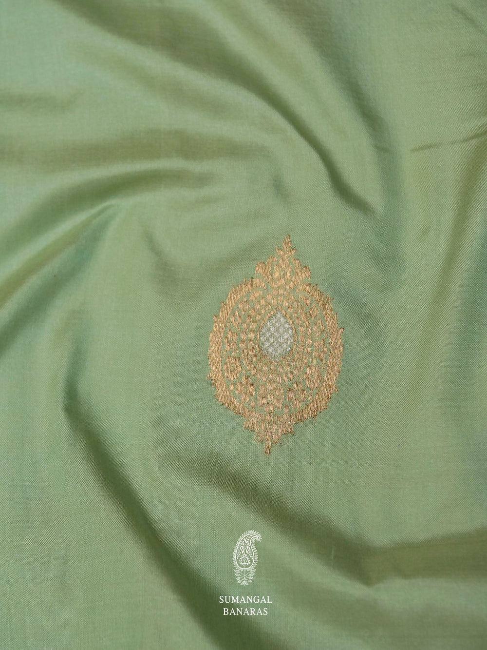 Handwoven Mint Green Katan Silk Saree