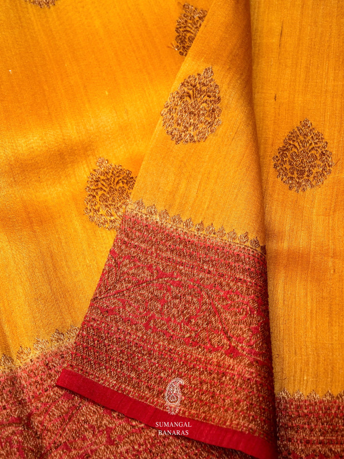 Handwoven Mango Yellow Banarasi Katan Silk Saree