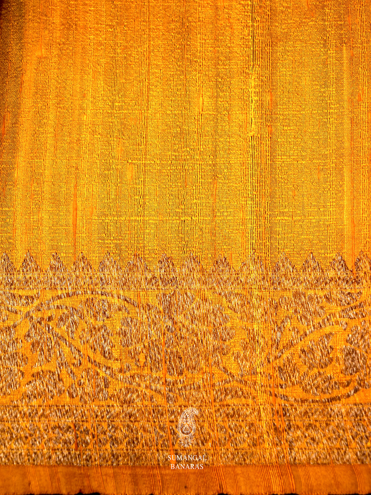 Handwoven Mango Yellow Banarasi Katan Silk Saree