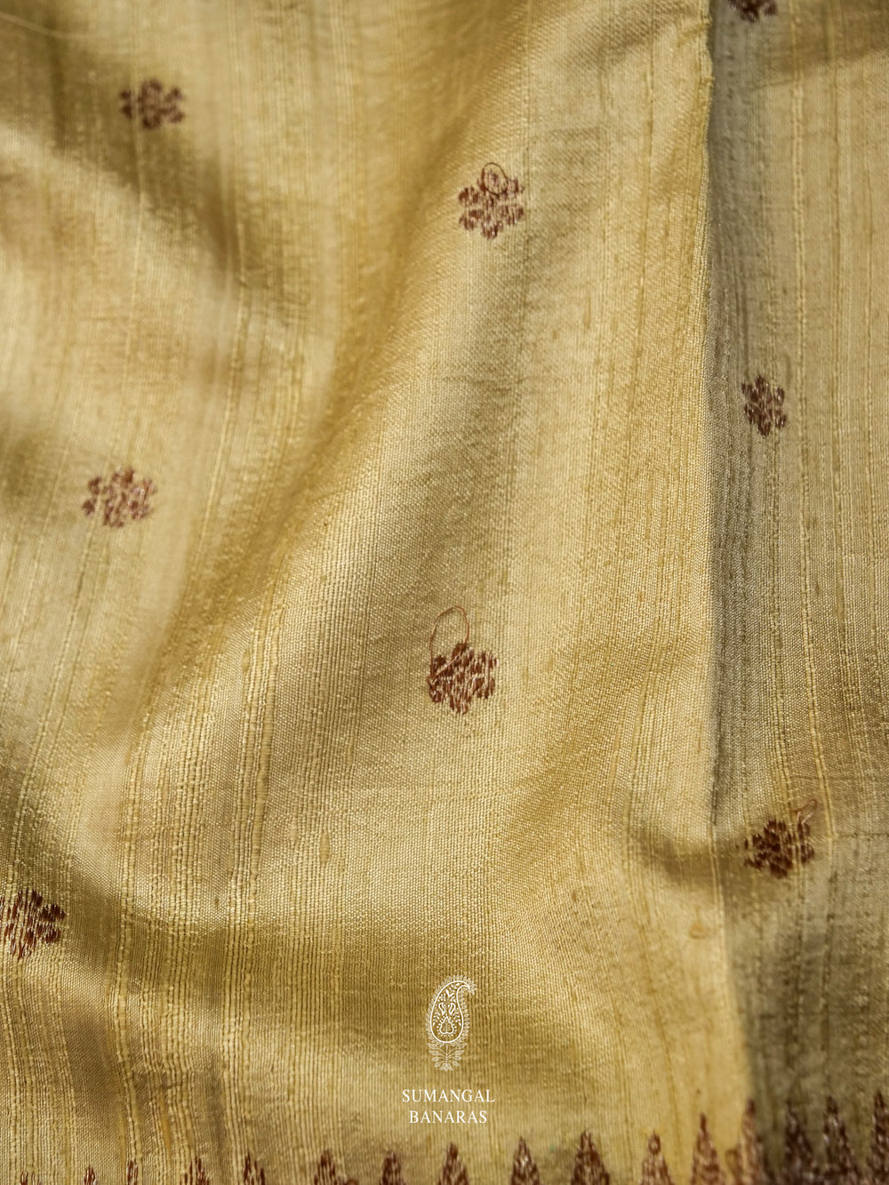 Handwoven Cream Banarasi Tussar Silk Saree