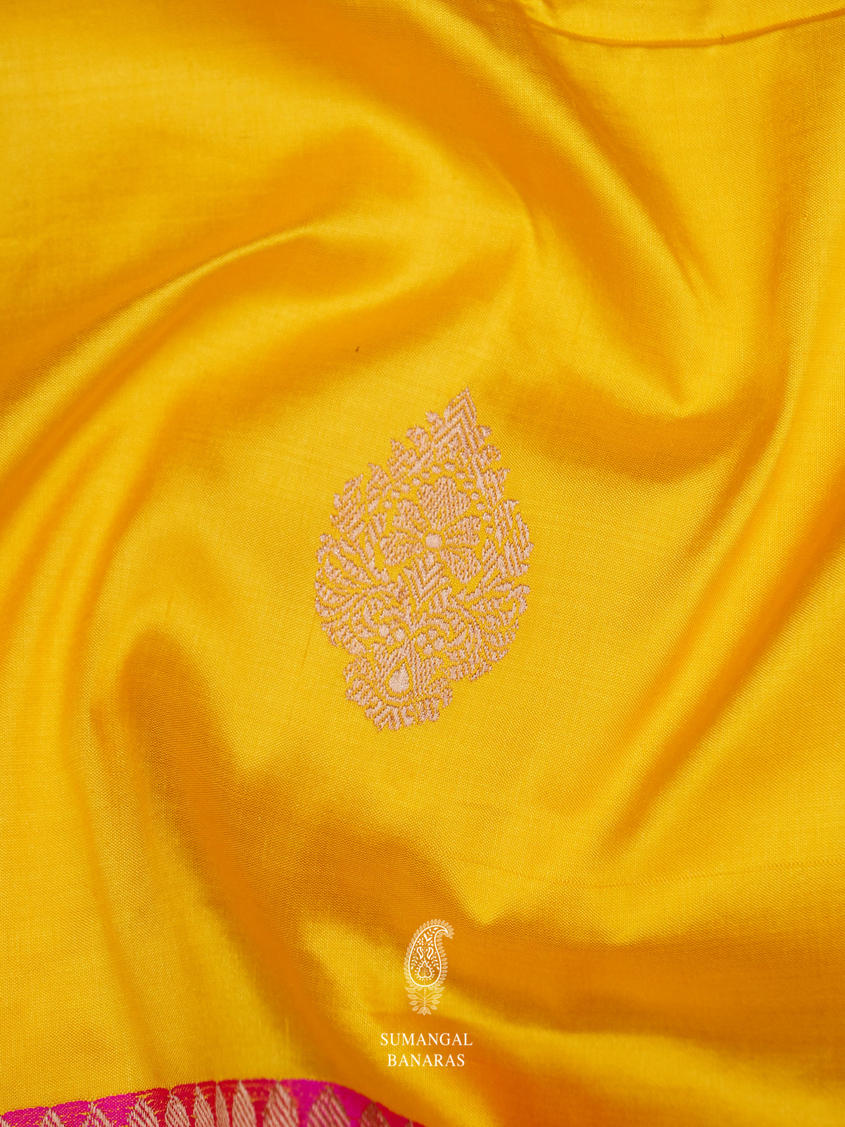 Handwoven Bright Yellow Katan Silk Saree