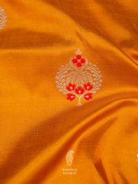 Handwoven Mustard Yellow Katan Silk Saree