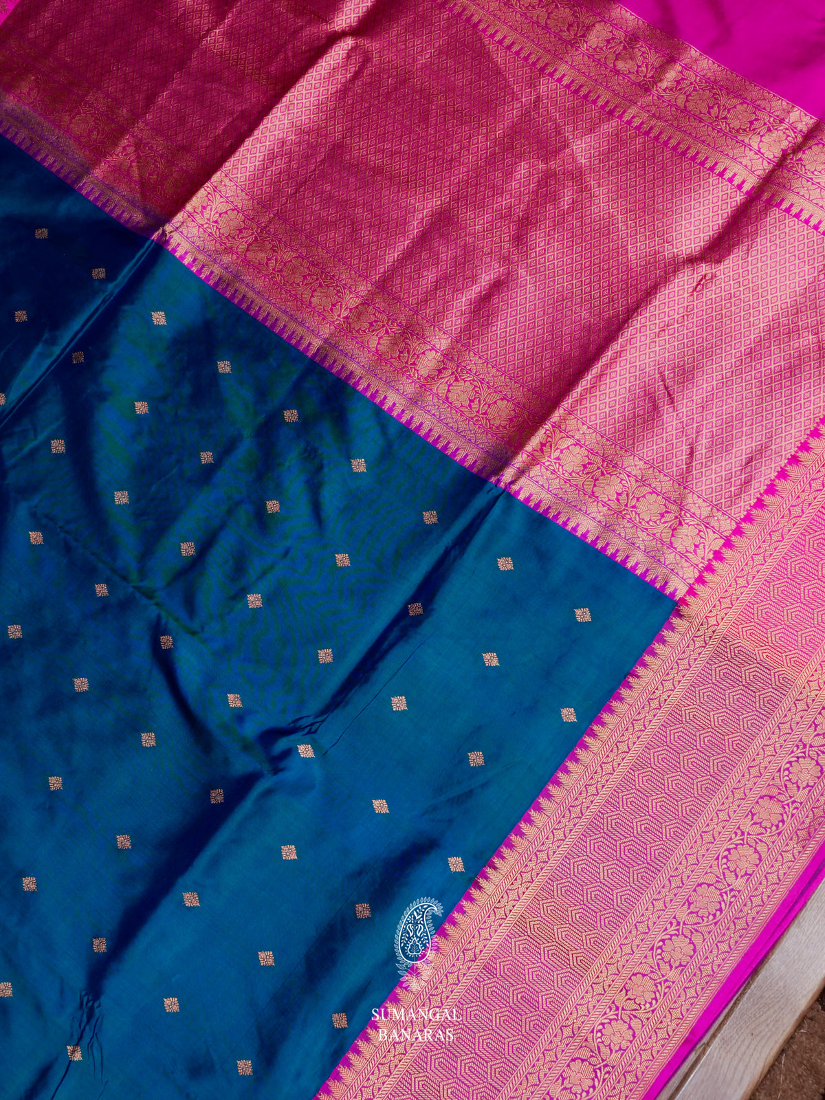 Handwoven Royal Blue Katan Silk Saree