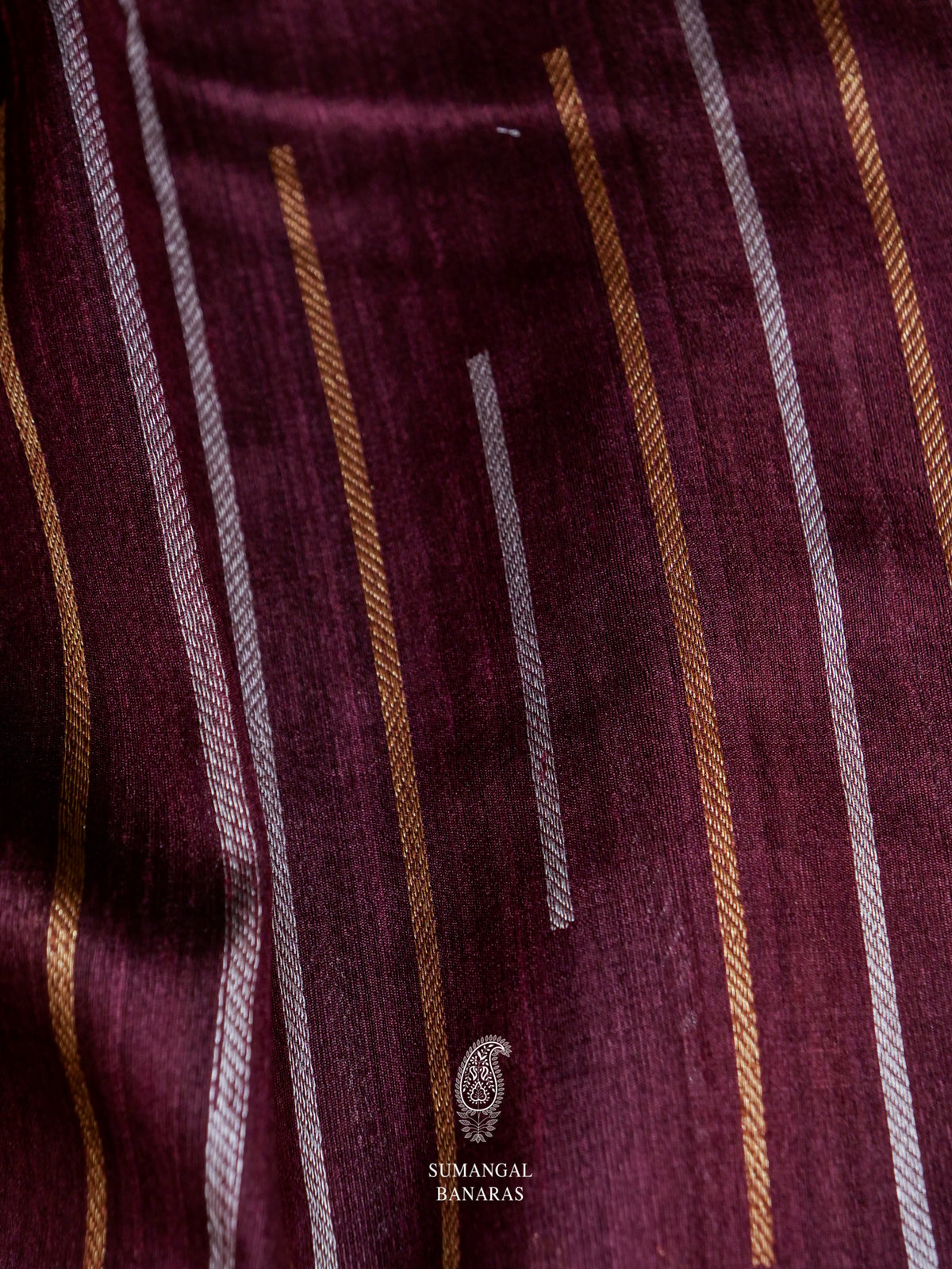 Handwoven Plum Purple Tussar Silk Saree