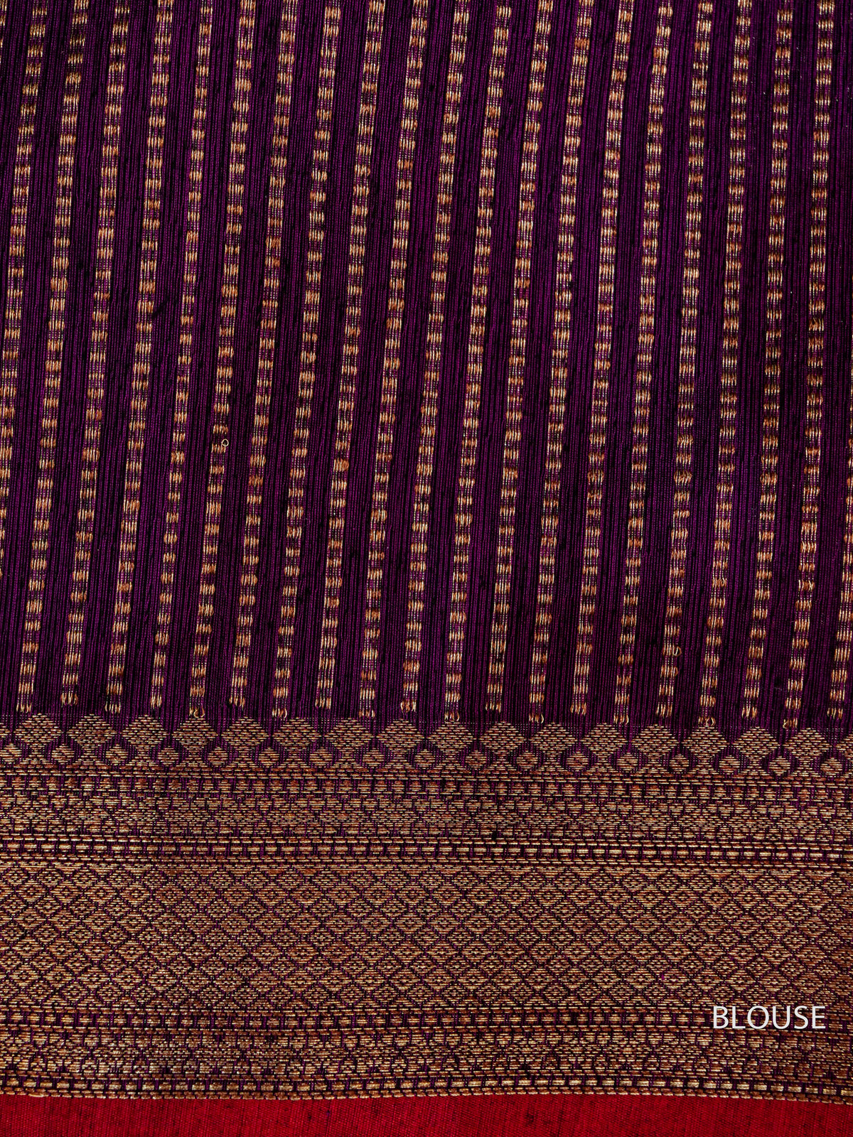 Handwoven Maroon Tussar Silk Saree