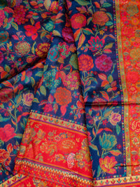 Handwoven Royal Blue Pashmina Silk Saree