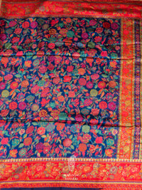 Handwoven Royal Blue Pashmina Silk Saree