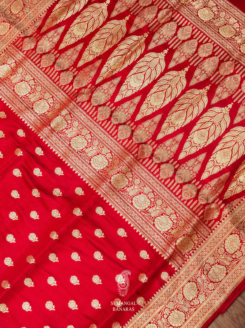 Handwoven Royal Red Banarasi Katan Silk Saree