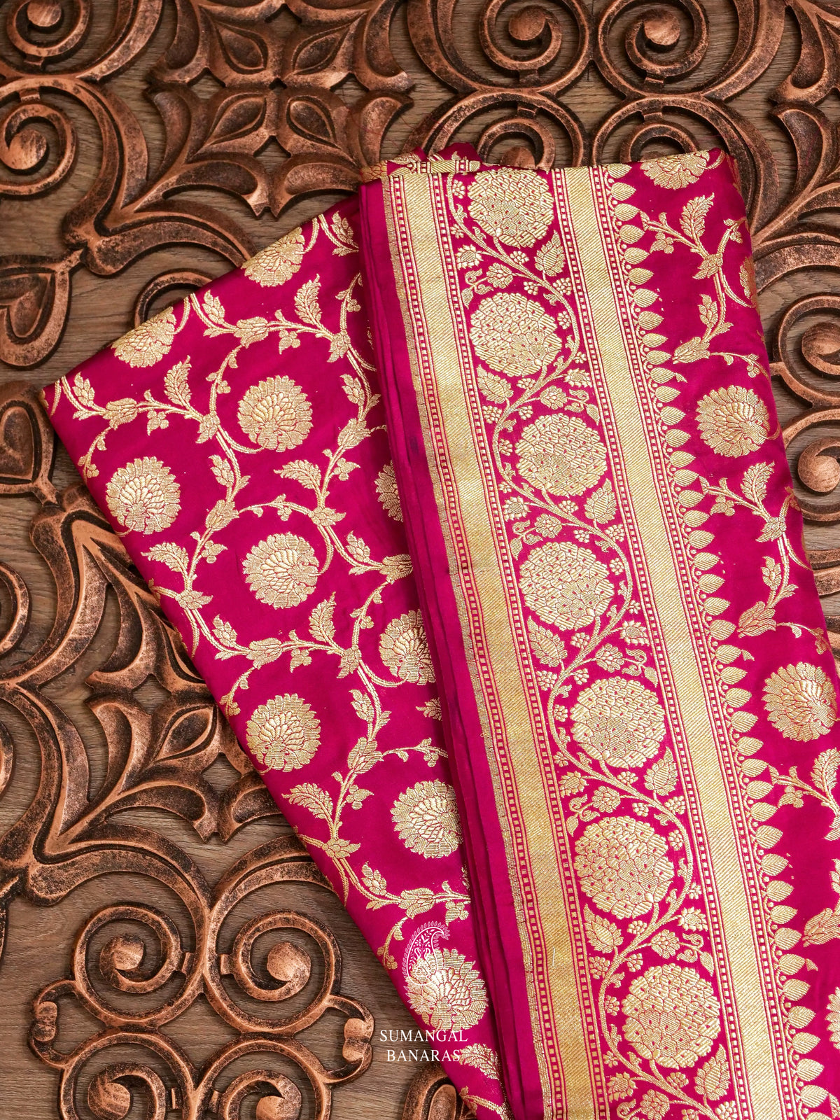 Handwoven Magenta Pink Banarasi Katan Silk Saree