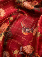 Handwoven Carmine Maroon Tussar Silk Saree