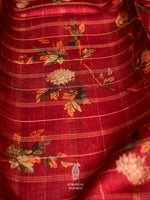 Handwoven Carmine Maroon Tussar Silk Saree