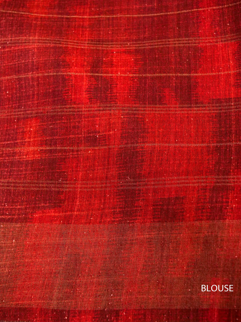 Handwoven Carmine Maroon Tussar Silk Saree