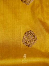 Handwoven Mustard Yellow Tussar Silk Saree