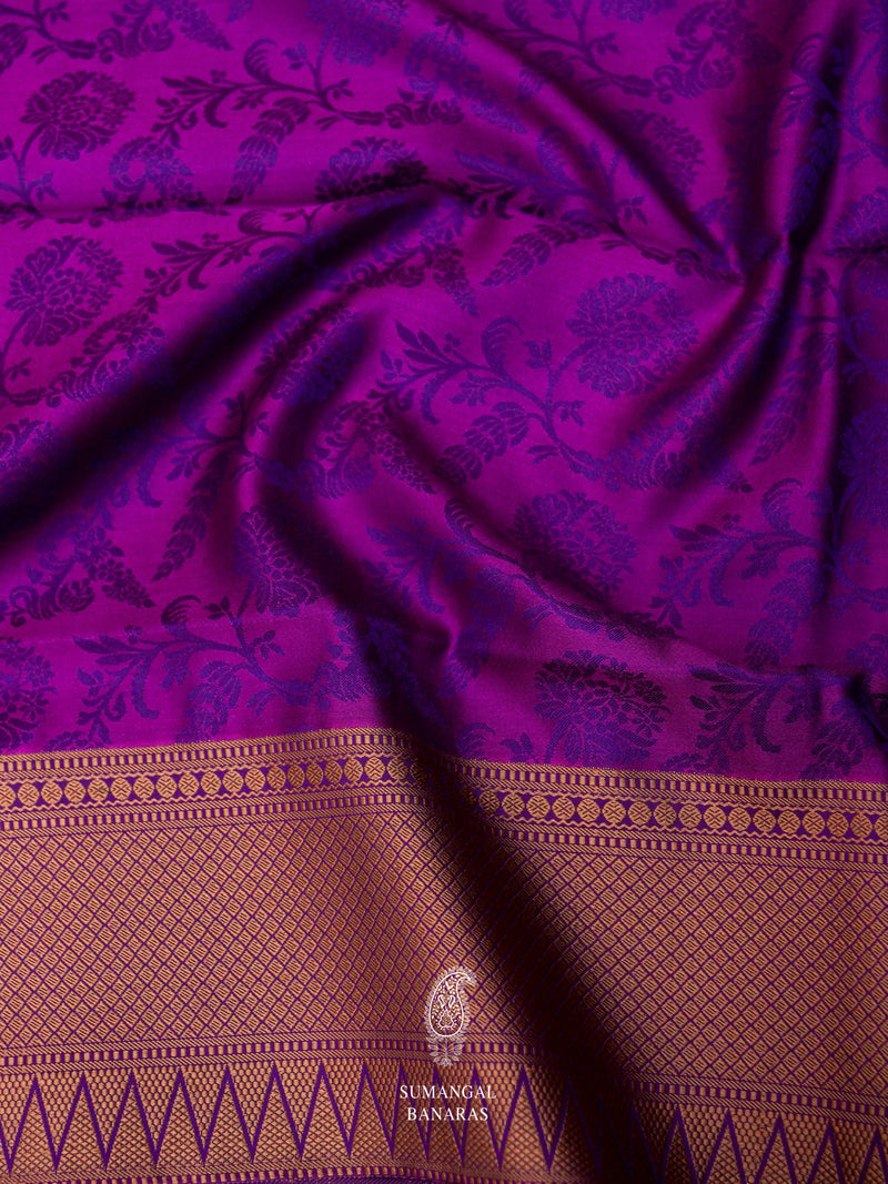 Handwoven Brinjal Purple Katan Silk Saree