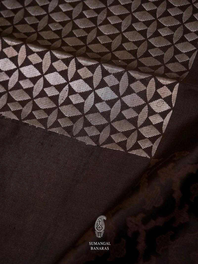 Handwoven Charcoal Black Katan Silk Saree