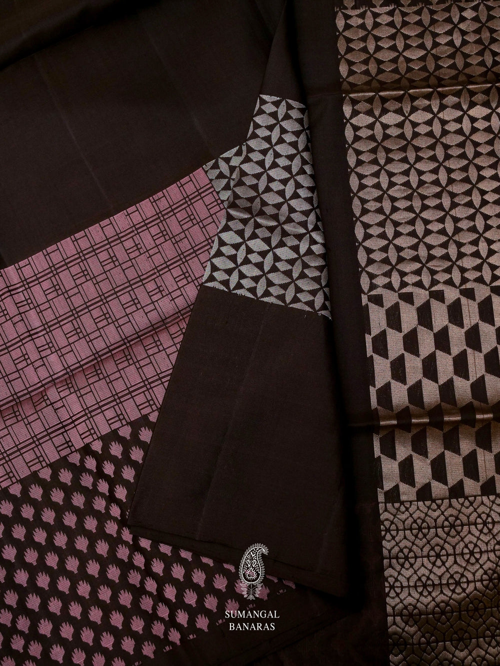 Handwoven Charcoal Black Katan Silk Saree