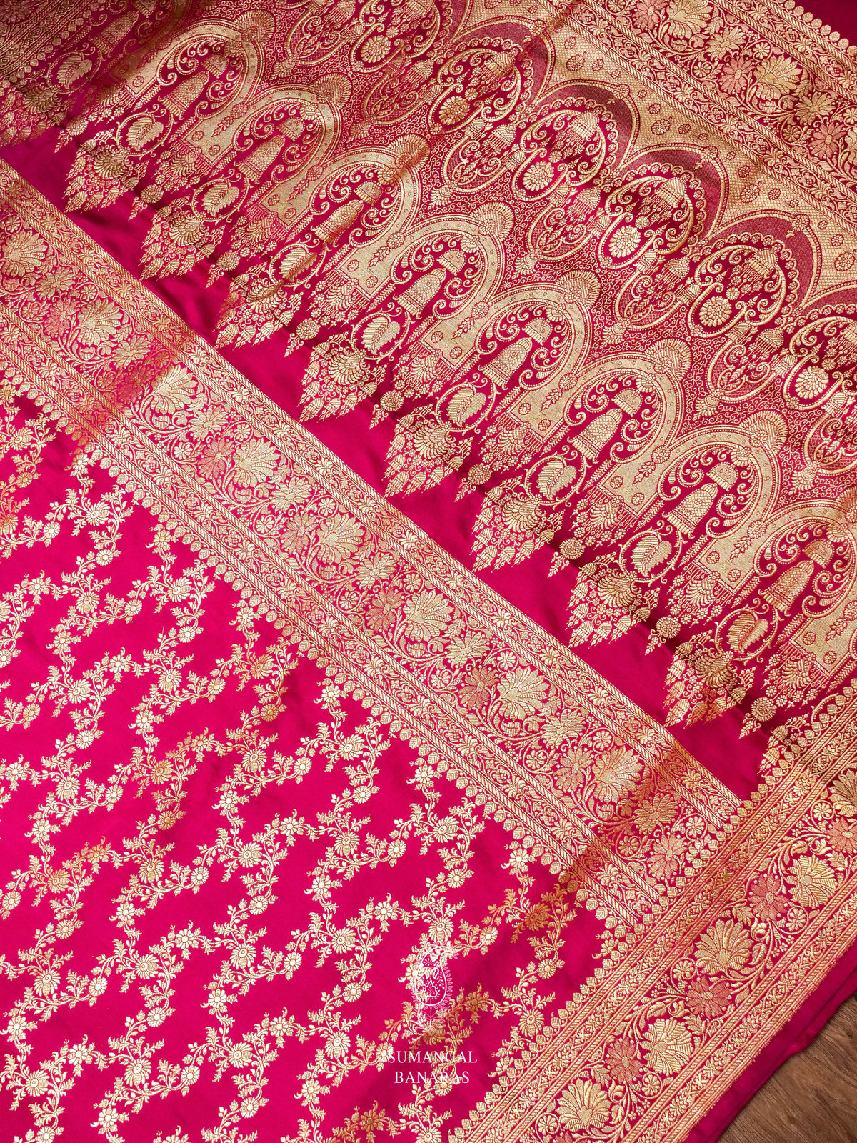 Handwoven Rani Pink Banarasi Katan Silk Saree