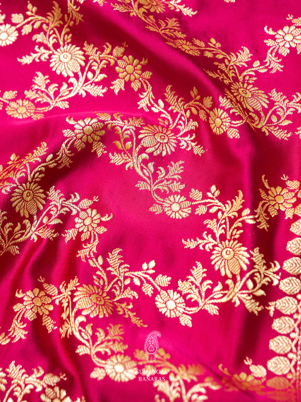 Handwoven Rani Pink Banarasi Katan Silk Saree