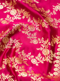 Handwoven Rani Pink Banarasi Katan Silk Saree