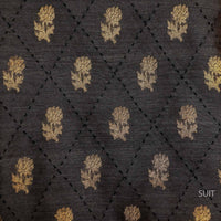 Handwoven Muslin Silk Dark Grey Suit Set